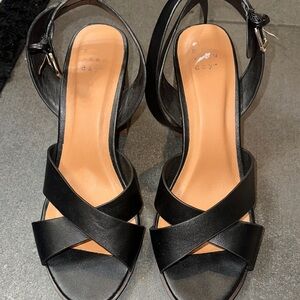 A New Day Women's Black Strappy Wedge Sandals 8.5